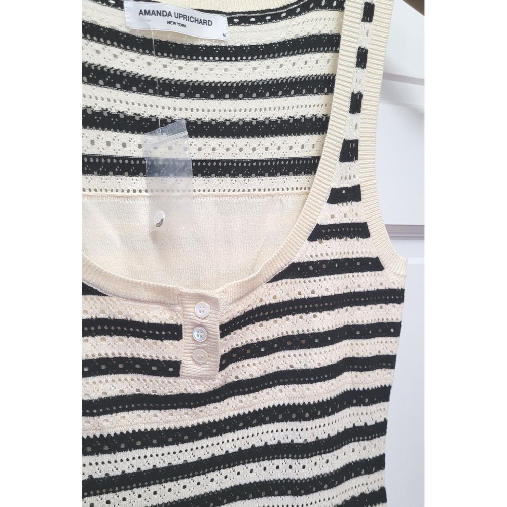 Amanda Uprichard Women's Seine Sleeveless Stripe Maxi Dress - Black/Cream - M - Picture 2 of 7